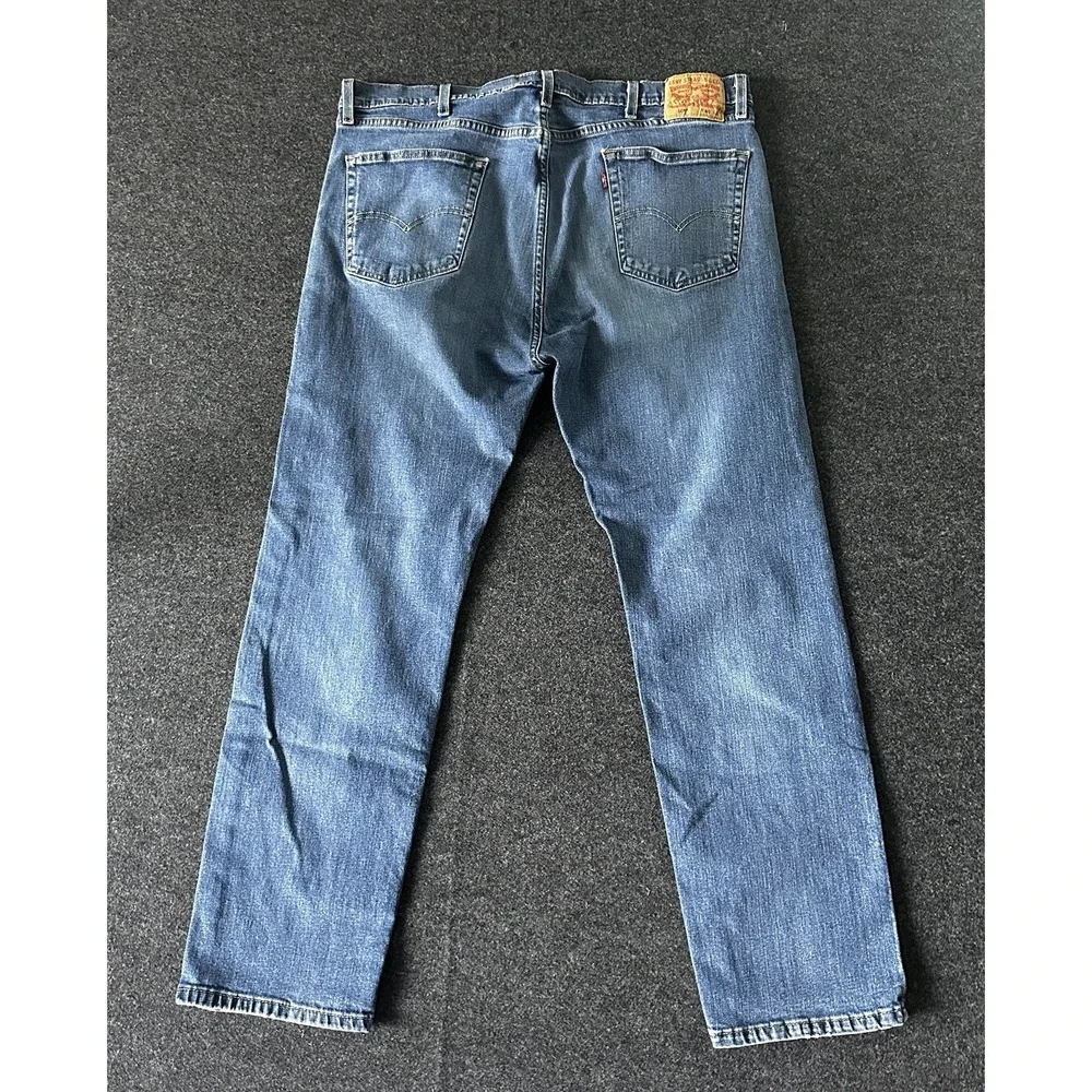 Levis 505 Jeans Mens 40x32 Blue Dark Wash Cotton Stretch Straight Fit Workwear
